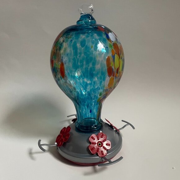 Hand Blown Glass Hummingbird Feeder - Picture 1 of 13